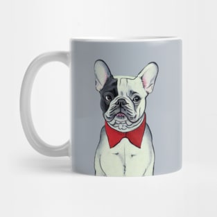 Funny Quirky Cute Black and White French Bulldog Puppy in Christmas Costume Mug